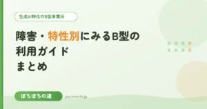 障害・特性別にみるB型の利用ガイド｜まとめ