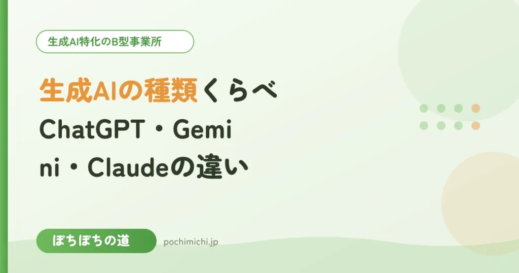 生成AIの種類くらべ｜ChatGPT・Gemini・Claudeの違い