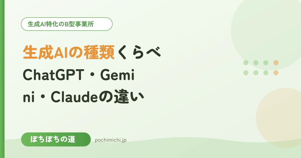生成AIの種類くらべ|ChatGPT・Gemini・Claudeの違い