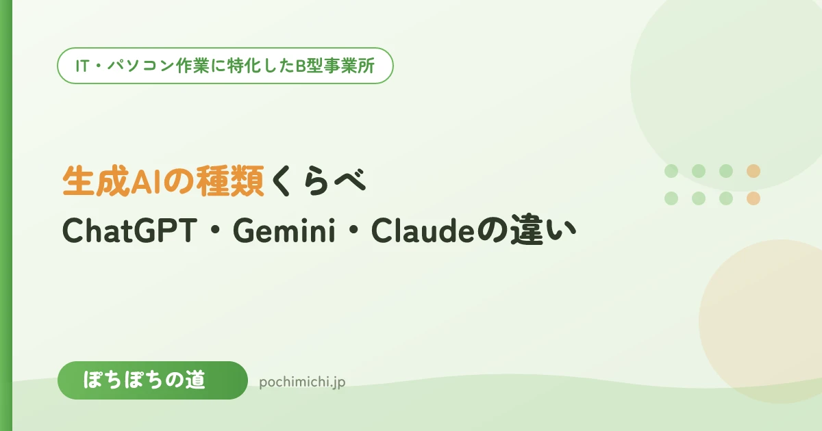 生成AIの種類くらべ|ChatGPT・Gemini・Claudeの違い